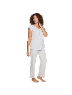 Short Sleeve Pajama Top & Pajama Pants Cotton Sleep Set