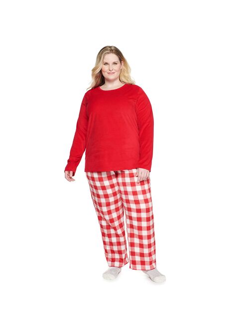 Plus Size Croft & Barrow® Velour Long Sleeve Pajama Top & Pajama Pants Set