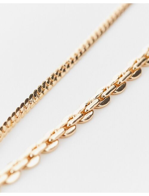 Reclaimed Vintage Inspired unisex multirow chain necklace in gold