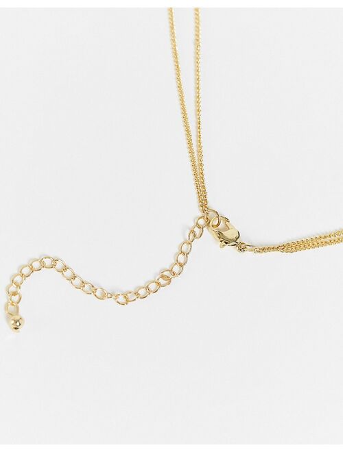 ASOS DESIGN Curve Twisted Nugget Bead And Hoop Multirow Necklace in Gold
