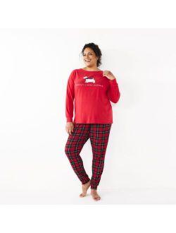 Plus Size Croft & Barrow® Long Sleeve Pajama Top & Banded Bottom Pajama Pants Set
