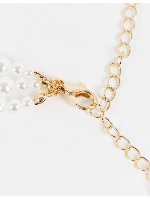 ASOS DESIGN pearl necklace with cross charm