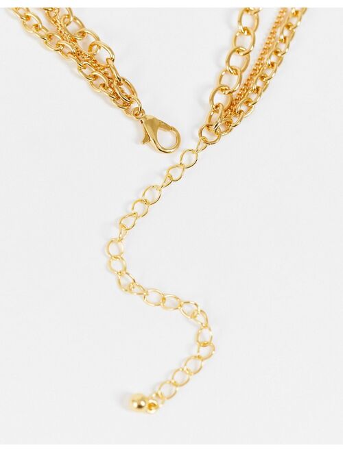 ASOS DESIGN 14k gold plated necklace in lariat with tbar design in gold tone