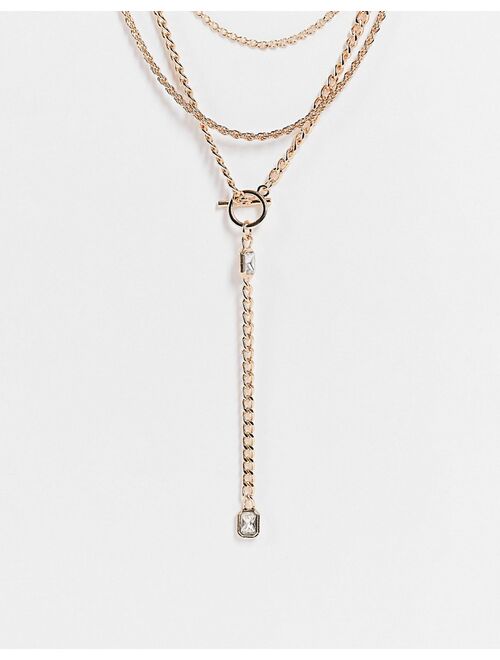 ASOS DESIGN Curve multirow necklace in lariat design