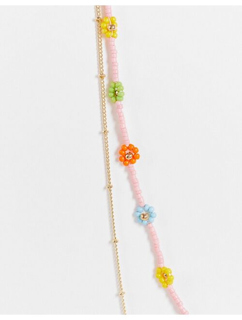 Pieces beaded layered necklaces in multi