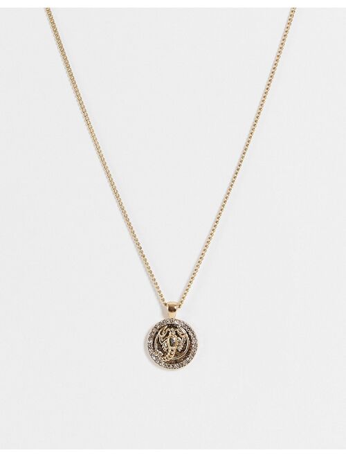 Topshop Scorpio crystal pendant necklace in gold