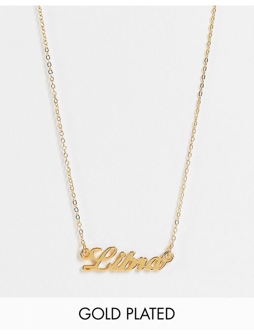 ASOS DESIGN 14k gold plated necklace with zodiac libra pendant