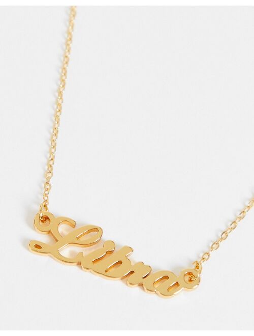 ASOS DESIGN 14k gold plated necklace with zodiac libra pendant