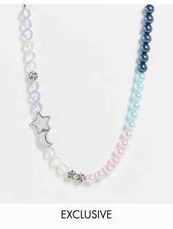 Inspired cosmic necklace with star charm in faux pearl