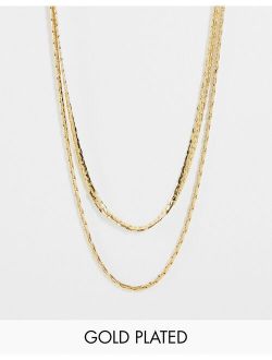 14k gold plated multirow necklace in vintage style chains