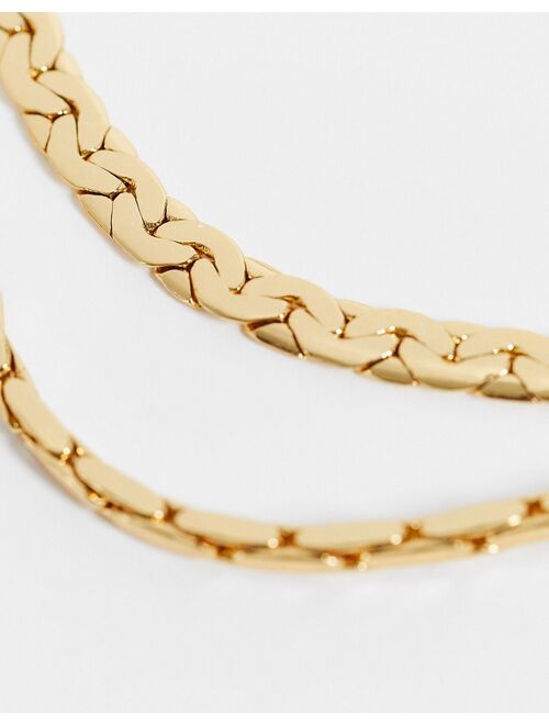 ASOS DESIGN 14k gold plated multirow necklace in vintage style chains