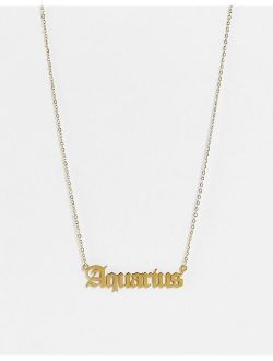DesignB London Aquarius star sign stainless steel necklace in gold