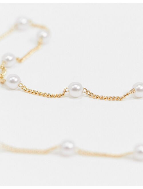 DesignB London Exclusive pearl choker necklace in gold