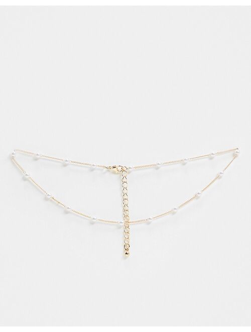 DesignB London Exclusive pearl choker necklace in gold