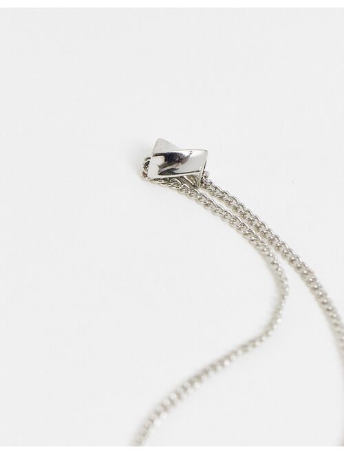 ASOS DESIGN multirow necklace twisted nugget bead and hoop in silver tone