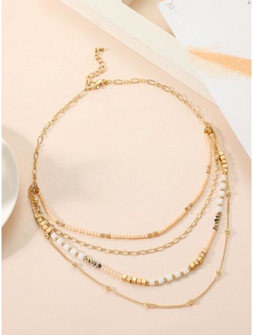 Shein Bead Decor Layered Necklace