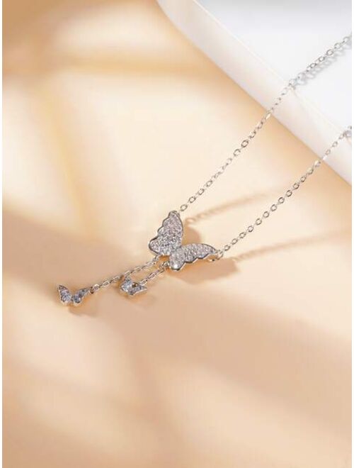 Shein Zircon Butterfly Pendant Necklace