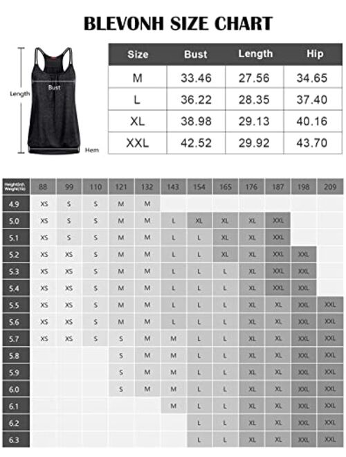BLEVONH Womens Tank Tops with Built in Bras Yoga Workout Tank Top Banded Bottom Loose Fit