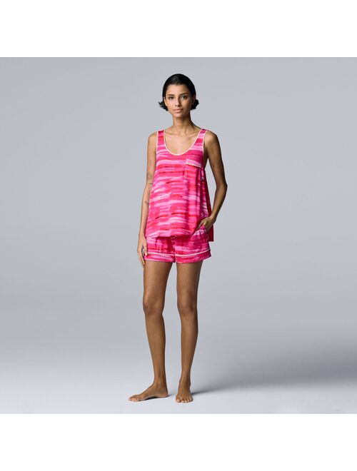 Women's Simply Vera Vera Wang Print Pajama Tank Top & Pajama Shorts Sleep Set