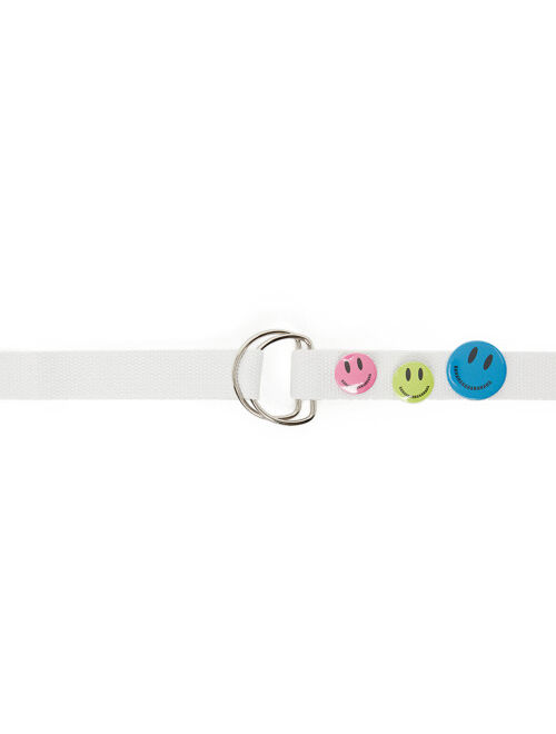 CRLNBSMNS Kids White Smiley Pin Buttons Belt