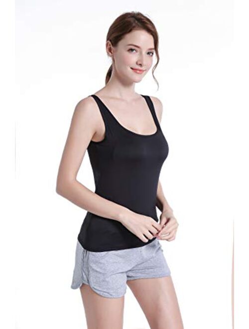 Hby Women Sleeveless Tank Top with Built in Padded Bra