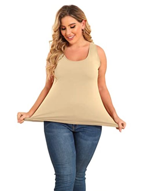 MONYRAY Women Plus Size Tank Top with Padded Bra Women Plus Size Shirts Cotton 1X,2X,3X,4X,5X