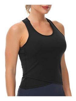 Womens Racerback Workout Tank Tops with Built in Bra Sleeveless Running Yoga Shirts Slim Fit