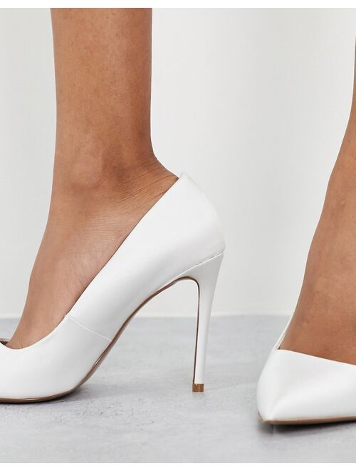 ASOS DESIGN Wide Fit Penza pointed high heeled pumps in white