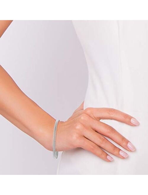 Miabella 925 Sterling Silver Italian 5mm Mesh Link Chain Bracelet for Women, Made in Italy