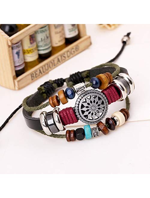 Trenro Women Lady Bohemia Wind Beaded Multilayer Hand Woven Bracelet Jewelry