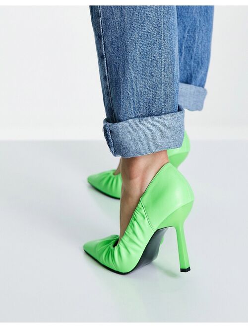 ASOS DESIGN Pepper ruched pumps in bright green