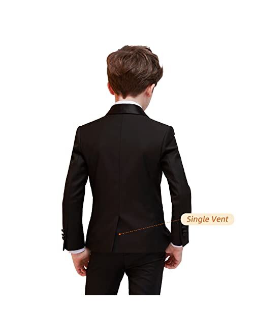 Plavict Boy's Tuxedo Suit 5 Pieces, Boy's Formal Suit