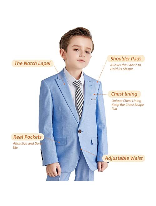 Plavict Plavcit Linen Boy's Suit, Boy's Slim Fit Formal Suit