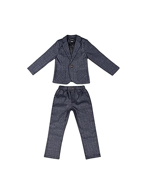 lontakids Boys Plaid Blazer Pants Set Casual Suit Classic Kids 2 Piece Sport Coats Outfits