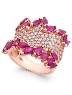COLLECTION Rosa by EFFY® Ruby (3-1/4 ct. t.w.) & Diamond (1-3/8 ct. t.w.) Ring in 14k Rose Gold