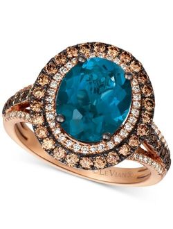 LE VIAN Deep Sea Blue Topaz (4 ct. t.w.) & Diamond (7/8 ct.t.w.) Statement Ring in 14k Rose Gold (Also in Opal, Citrine, Amethyst, Garnet & Mint Julep Quartz)