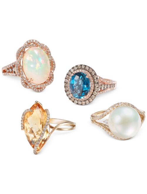 LE VIAN Deep Sea Blue Topaz (4 ct. t.w.) & Diamond (7/8 ct.t.w.) Statement Ring in 14k Rose Gold (Also in Opal, Citrine, Amethyst, Garnet & Mint Julep Quartz)