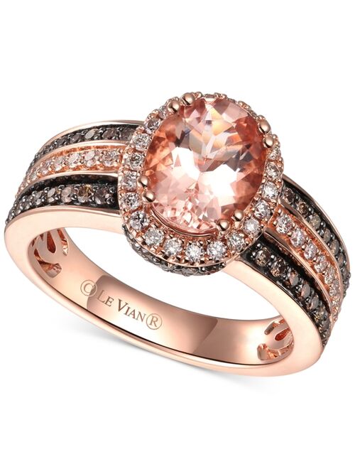 LE VIAN Peach Morganite (1-1/3 ct.-t.w.) & Diamond (5/8 ct. t.w.) Ring in 14k Rose Gold