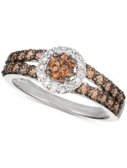 LE VIAN Chocolate Diamond (1 ct. t.w.) & Nude Diamond (1/8 ct. t.w.) Halo Ring in 14k White, Yellow or Rose Gold