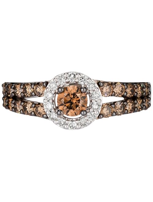LE VIAN Chocolate Diamond (1 ct. t.w.) & Nude Diamond (1/8 ct. t.w.) Halo Ring in 14k White, Yellow or Rose Gold