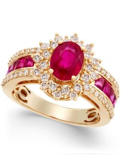 MACY'S Ruby (2-1/5 ct. t.w and Diamond (3/4 ct. t.w.) Ring in 14k Gold (Also Available in Sapphire and Emerald)