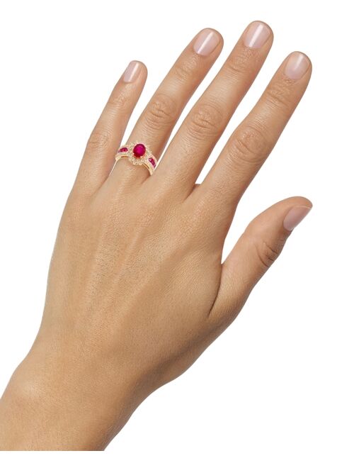 MACY'S Ruby (2-1/5 ct. t.w and Diamond (3/4 ct. t.w.) Ring in 14k Gold (Also Available in Sapphire and Emerald)
