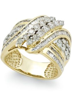 MACY'S Diamond Double-Row Center Ring (2 ct. t.w.) in 14k Gold , 14K White Gold or 14K Rose Gold