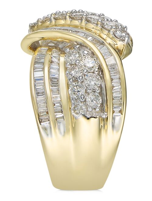 MACY'S Diamond Double-Row Center Ring (2 ct. t.w.) in 14k Gold , 14K White Gold or 14K Rose Gold