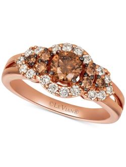 LE VIAN Chocolate Diamonds® (5/8 ct. t.w.) & Nude Diamonds™ (3/8 ct. t.w) Statement Ring in 14k Rose Gold
