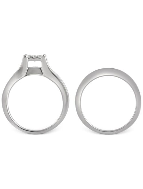 MACY'S Diamond Cluster Channel-Set Bridal Set (1 ct. t.w.) in 14k White, Yellow or Rose Gold