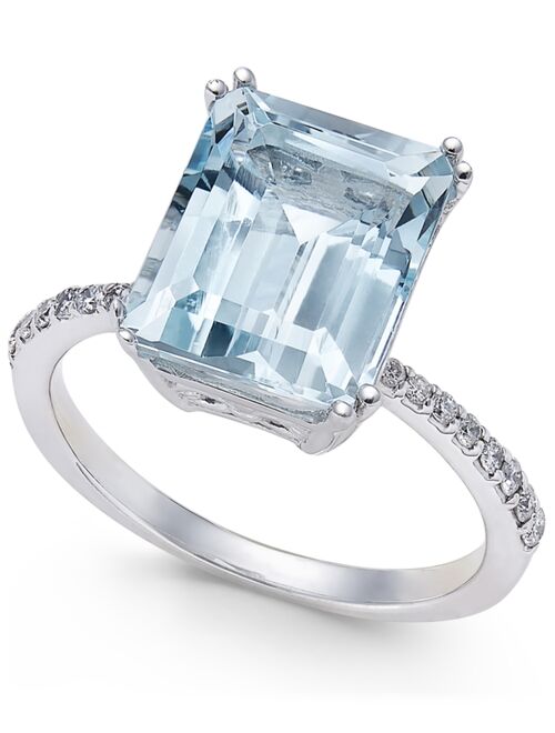 EFFY COLLECTION EFFY® Aquarius Aquamarine (3-3/4 ct. t.w.) and Diamond (1/6 ct. t.w.) Ring in 14k White Gold