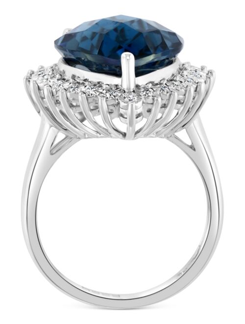EFFY COLLECTION EFFY® London Blue Topaz (12-3/4 ct. t.w.) & Diamond (1/5 ct. t.w.) Ring in 14k White Gold