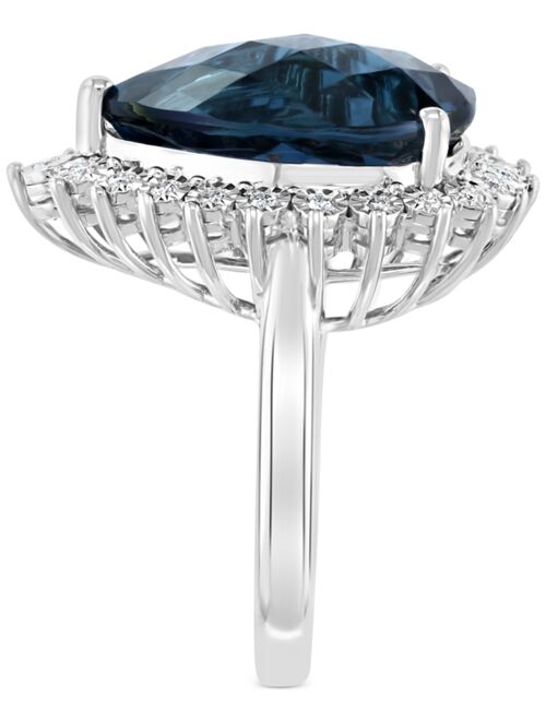 EFFY COLLECTION EFFY® London Blue Topaz (12-3/4 ct. t.w.) & Diamond (1/5 ct. t.w.) Ring in 14k White Gold