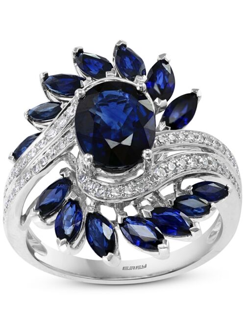 EFFY COLLECTION EFFY® Sapphire (4-1/2 ct. t.w.) & Diamond (1/5 ct. t.w.) Statement Ring in 14k White Gold